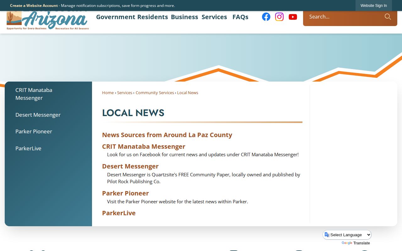 Official La Paz County Local News directory listing community publishers