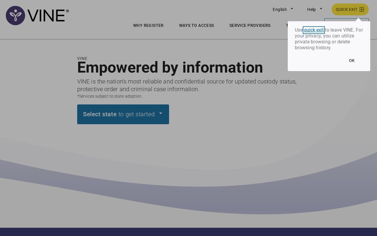 VINELink Arizona custody check interface serving La Paz County